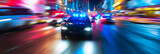 Fototapeta  - high speed police chase - motion blurred cars at night