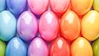 Rainbow using colored eggs, Easter celebration, March