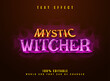 mystic witcher fantasy game logo title text effect with gold and violet shiny style