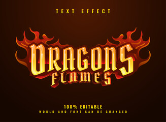 Wall Mural - fantasy magical golden 3d dragon flames text effect alphabet with burning flames
