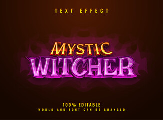 Wall Mural - mystic witcher fantasy game logo title text effect with gold and violet shiny style