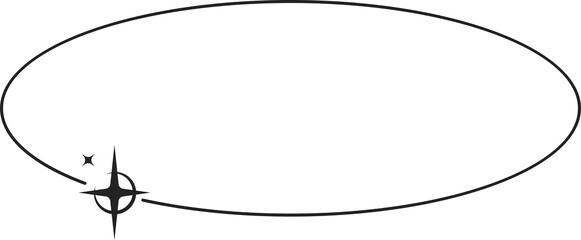 Wall Mural - oval shape line frame with stars sparkle