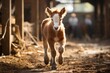 An illustration of a foal taking its first steps in the safety of a stable.