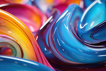 Wall Mural - abstract liquid mix: vibrant colors and artistic flow on a bright blue background