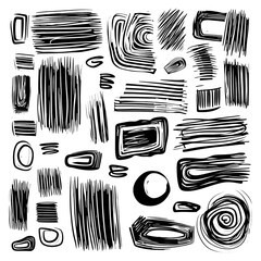 Aufkleber - Marker drawn bold strokes, swirls and rectangle shapes