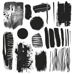 Wall Mural - Vector collection of black ink abstract textures