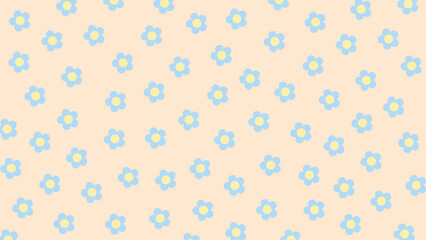 Wall Mural - Beige seamless background with blue flowers