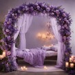 honeymoon bed decorated with flowers