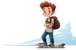 Boy riding a skateboard on a white background. Vector illustration.