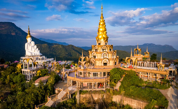 Aerial view of Wat Phra That Pha Sorn Kaew temple in Phetchabun, Thailand