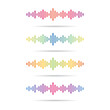 © Gonjetso - Multicolored gradient of sound waves set isolated on white background. Frequency audio waveform.