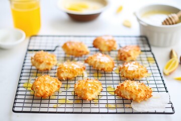 Canvas Print - glazed orange scones on cooling rack