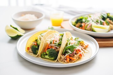 Wall Mural - ground turkey and veggie tacos with parmesan topping