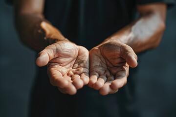 close up man hands reaching together for helping and support and human rights of equality concept.