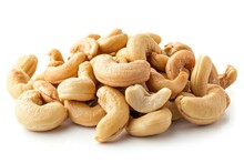 Cashew Nuts On White Background