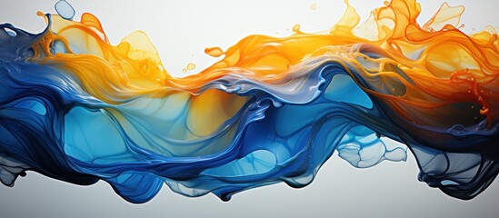 Poster - Blue gold liquid ink art abstract background