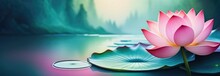 Lotus Place For Text. Watercolor Lotus Banner