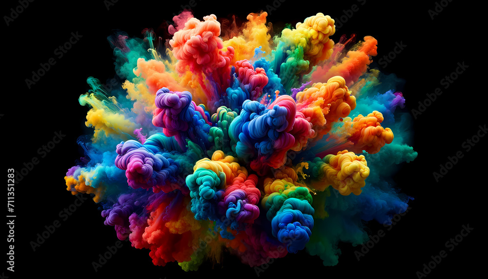 Explosión de Humo Arcoiris en un Fondo Negro, Un Estallido de Colores ...