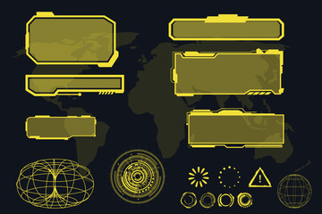 Wall Mural - digital interface hud elements set pack. user interface, frame screens. callouts titles, fui circle 
