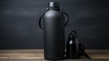 Black Plastic Bottle On Black Background