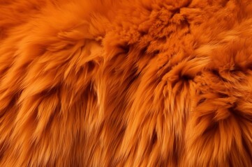 orange fur texture background. soft fashion synthetic furry fiber backdrop. generate ai
