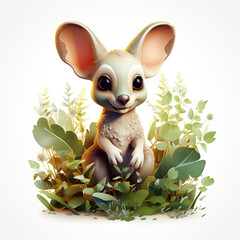 Wall Mural - A beautiful 3d cartoon of baby kangaroo