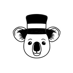 Wall Mural - koala With a Hat Logo SVG Black and White Illustration Art Generative AI.