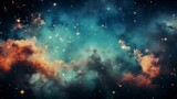 Fototapeta Kosmos - Vibrant Cosmic Nebula with Twinkling Stars and Space Dust