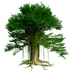 Wall Mural - 3d rendering banyan tree on white