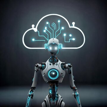 Ai cloud concept with robot arm
