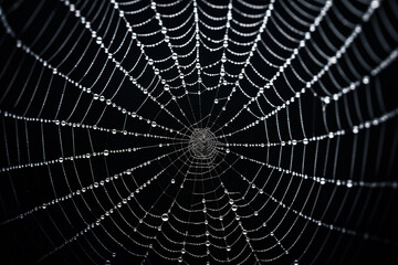 spider web with dew drops. generative ai