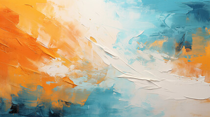  Abstract color art painting with orange blue paint texture background