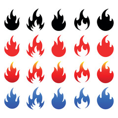 Wall Mural - Flames icon set, fire red. Logo design fire