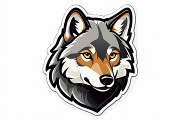 Wall Mural - Wolf head logo, sticker wolf illustration. Symbol, icon, sign, brand, tattoo. Digital art. Generative AI.