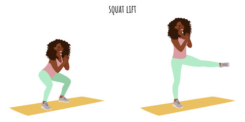 Wall Mural - Young woman doing squat lift exercise