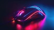 A mouse, an esports mouse with a layer of semi transparent material on the surface and only one LED light strip on the edge