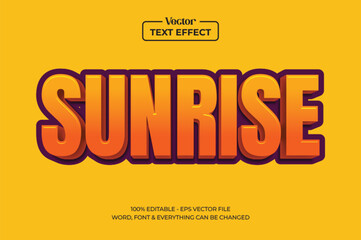 Wall Mural - sunrise text effect template with 3d style editable font effect