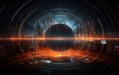 Wall Mural - Technological dashboard background,created with Generative AI tecnology.