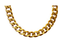 Realistic Gold Circle Frame Chain Texture. Golden Round Chains Link Isolated On A Transparent Background. Generative AI