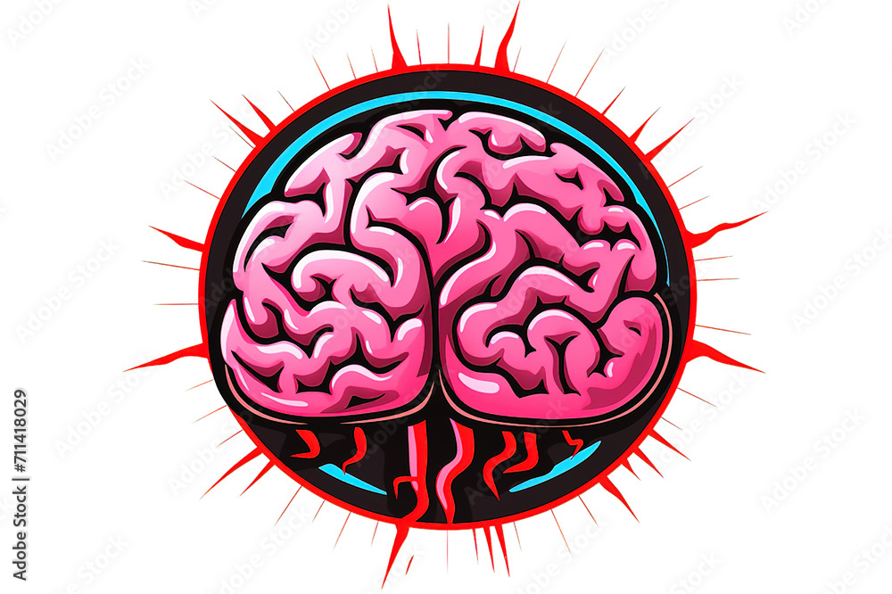 Structure of human brain section schematic raster illustration. Medical ...