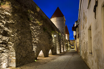 Poster - Street along the city walls of the Old Town of Tallinn, Estonia