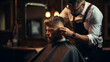 © standret - Professional barber is styling hair of his client