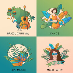 Wall Mural - Hand drawn brazilian carnival illustrations