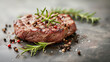 Beef Rump Steak Grilled Medium Rare with Pepper and Rosemary. Foodie restaurant table banner background with copy space, ideal for showcasing delectable dishes and culinary experiences.