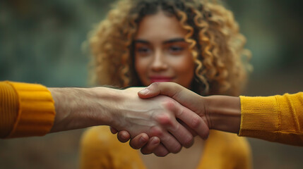 Wall Mural - two people shaking hands