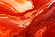 Abstract Background Of Smooth Streaks Of Red Liquid Paint