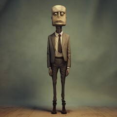 Leinwandbilder - Funny cartoon man standing with short torso Generative Ai