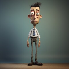 Leinwandbilder - Funny cartoon man standing with short torso Generative Ai
