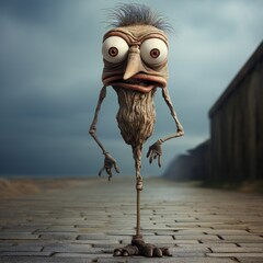 Leinwandbilder - Funny cartoon man standing with short torso Generative Ai