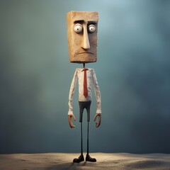 Poster - Funny cartoon man standing with short torso Generative Ai